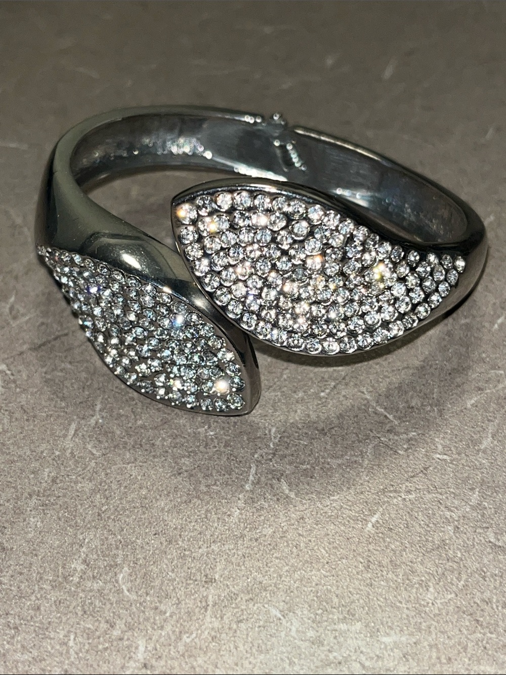 Crystal Pavé Silver-Tone Hinged Bangle Bracelet - Women's Jewelry